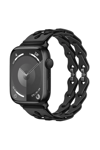 Apple Watch 4 5 6 7 8 9 10 Se Ultra 44-45-46-49mm İle Uyumlu Yumuşak Silikon Zincir Dizayn Kordon