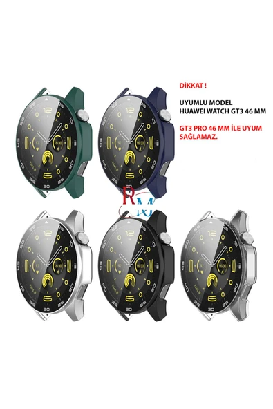 Huawei Watch GT3 46 mm  ile Uyumlu Kasa ve Ekran Koruyucu 360 Koruma Kapak - 3