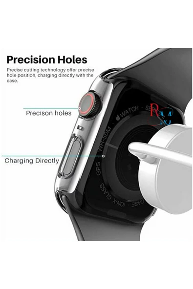 Apple Watch 4/5/6/Se Seri 44mm ile Uyumlu Kasa ve Ekran Koruyucu 360 Koruma Kapak - 4