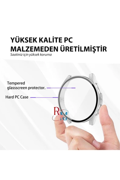 Samsung Galaxy Watch 7 40 mm ile Uyumlu Kasa ve Ekran Koruyucu 360 Koruma Kapak - 4