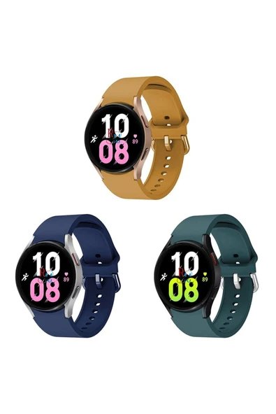 Samsung Galaxy Watch 6 Seri 40 mm 44mm  Classic 47 mm Uyumlu Kavis Tasarımlı 3lü Set Silikon Kordon
