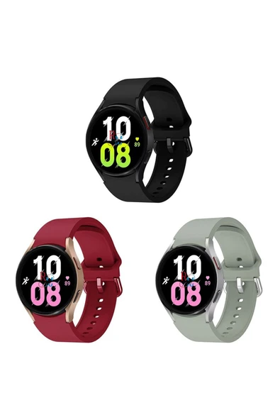 Samsung Galaxy Watch 6 Seri 40 mm 44mm  Classic 47 mm Uyumlu Kavis Tasarımlı 3lü Set Silikon Kordon