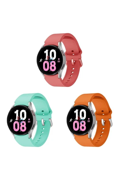 Samsung Galaxy Watch 4 5 Pro 6 7 Seri 40 44mm Classic 42 43 45 46 47mm Uyumlu 3lü Set Silikon Kordon