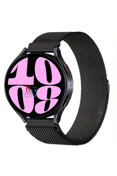Samsung Galaxy Watch 6 Classic 43 mm Uyumlu Güçlü Mıknatıs 20 mm Metal Hasır Kordon