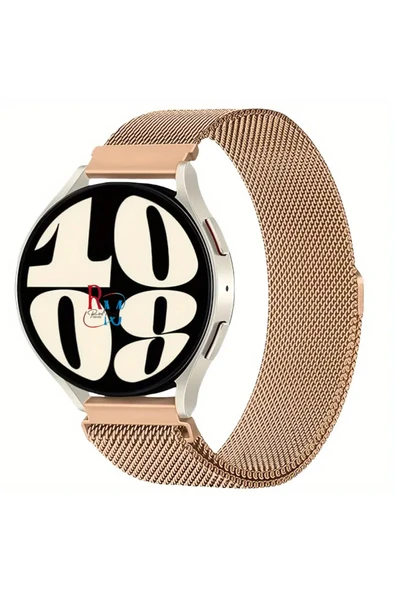 Samsung Galaxy Watch 6 Classic 47 mm Uyumlu Güçlü Mıknatıs 20 mm  Metal Hasır Kordon