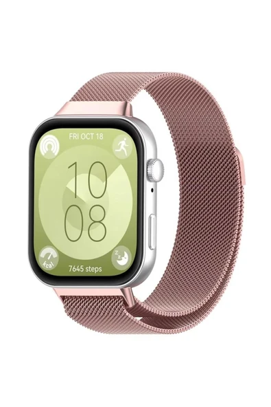 Huawei Watch Fit 3 Uyumlu Kordon Paslanmaz Metal Örgü Kayış Güçlü Mıknatıs