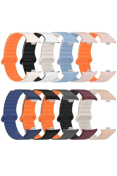 Xiaomi Redmi Watch 4 Uyumlu Kordon Çizgi Tasarımlı Manyetik Kordon - 6