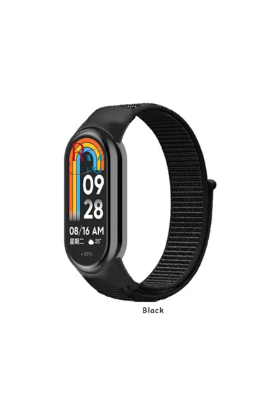 Mi Band 8   ile  Uyumlu Naylon Örgü İşlemeli Hasır Spor Kordon