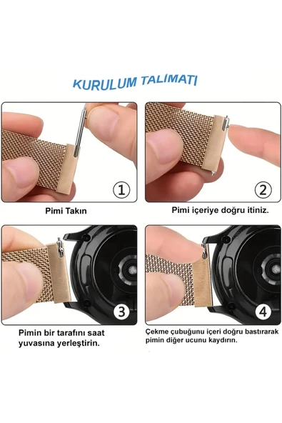 Samsung Galaxy Watch 6 Classic 43 mm Uyumlu Güçlü Mıknatıs 20 mm Metal Hasır Kordon - 2