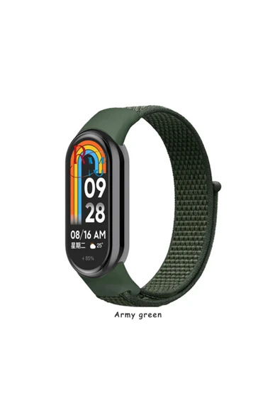 Mi Band 8   ile  Uyumlu Naylon Örgü İşlemeli Hasır Spor Kordon