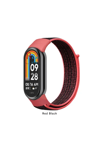 Mi Band 8   ile  Uyumlu Naylon Örgü İşlemeli Hasır Spor Kordon