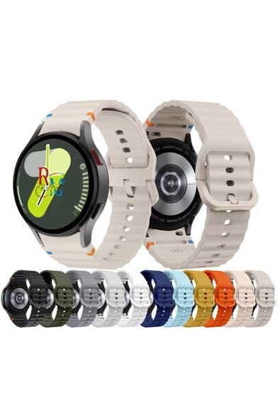 Samsung Galaxy Watch 7 40 mm / 44 mm / FE 40 mm İle Uyumlu Kavisli Spor Silikon Kordon - Resim 3