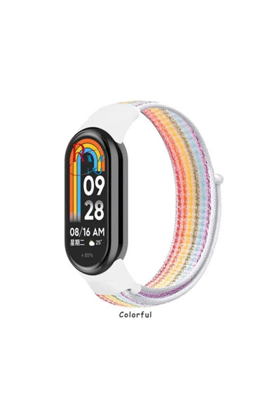 Mi Band 8   ile  Uyumlu Naylon Örgü İşlemeli Hasır Spor Kordon