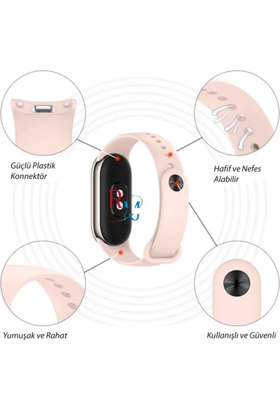 Xiaomi Mi Band 8 ile Uyumlu Spor Silikon Kordon Akıllı Saat Bileklik Kordonu - 5