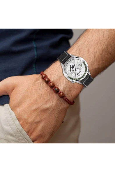 Samsung Galaxy Watch 5 Seri 40-44-Pro 45 mm İle Uyumlu Dikiş Desenli 20 mm Jazzy Spor Kordon - 5