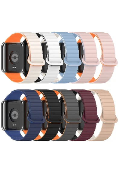 Xiaomi Redmi Watch 4 Uyumlu Kordon Çizgi Tasarımlı Manyetik Kordon - 5