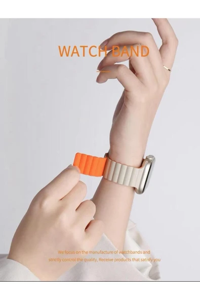 Apple Watch 42 mm-44 mm-45 mm-49 mm 12345678 Se Ultra/Ultra2 Magnetic Güçlü Mıknatıslı Twins Kordon - 3