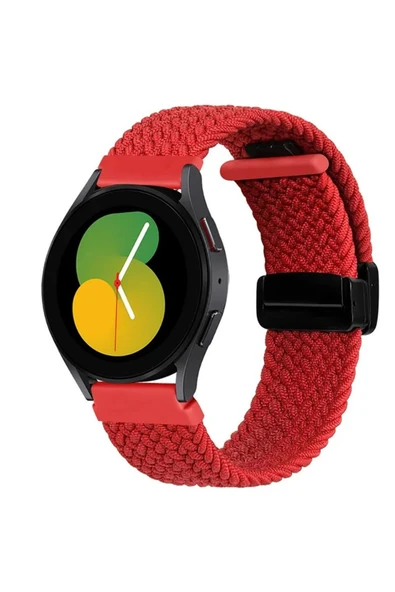 Samsung Galaxy Watch 5 Seri 40-44-Pro 45 mm Uyumlu Flexi Hasır Magnet Kordon 20 mm (Güçlü Mıknatıs)