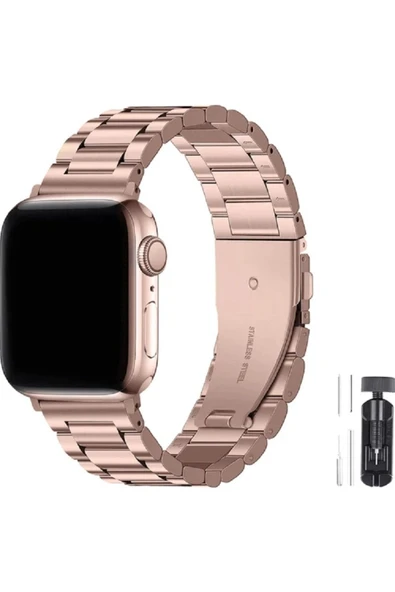 Apple Watch 38mm 40mm 41mm 1 2 3 4 5 6 7 8 Se Seri Paslanmaz Çelik Kordon Ve Ayarlama Aparatı