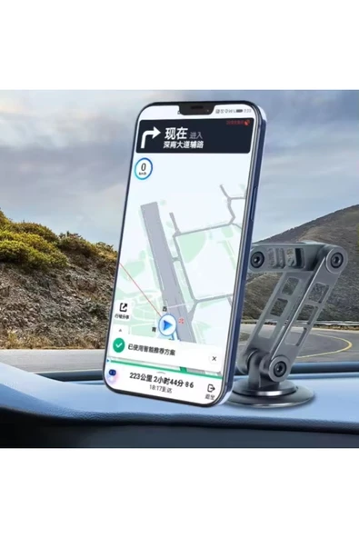 Mıknatıslı 360° Döndürmeli  Metal Halkalı Araç içi Telefon Tutucu - 4