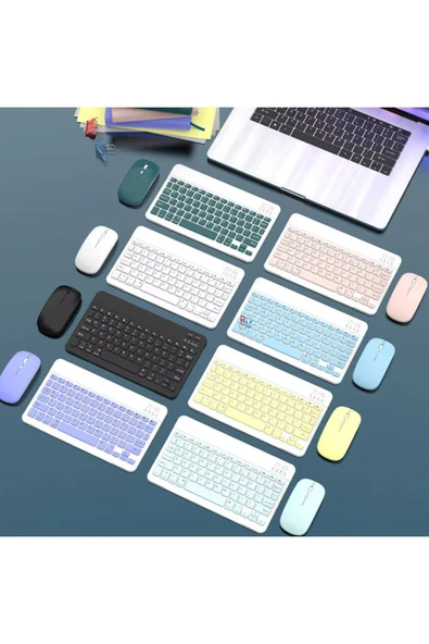 Samsung Galaxy Tab A9 Plus Tüm Seri İle Uyumlu Bluetooth Özellikli Klavye Mouse Set - 4