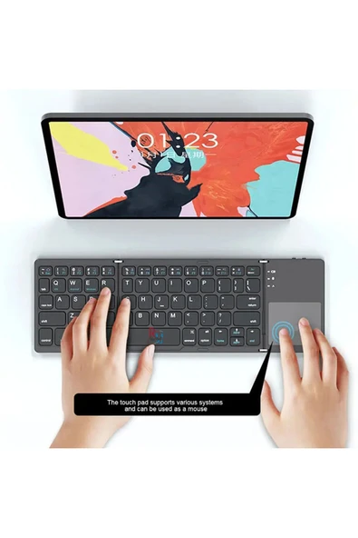 Samsung Galaxy Tab S10 Plus Uyumlu Klavye Katlanabilir Taşıması Kolay Mini Bluetooth Klavye - 2
