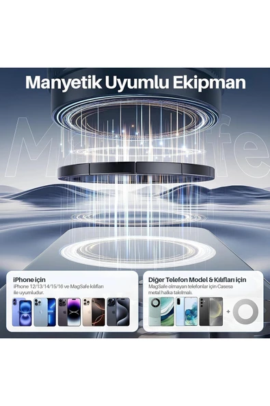 360°Dönebilen Vakumlu Ayarlanabilir Katlanabilen Magsafe Araç İçi Telefon Tutucu - 8