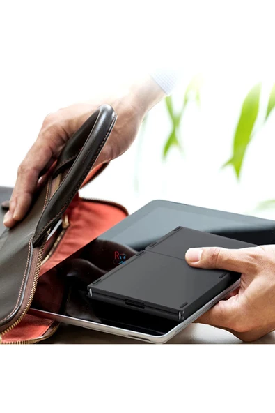 Samsung Galaxy Tab S9 Plus Uyumlu Klavye Katlanabilir Taşıması Kolay Mini Bluetooth Klavye - 4