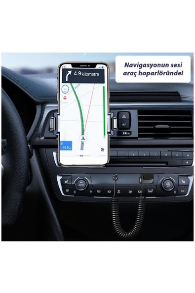 Bluetooth Wireless Bt5.1 Usb To 3,5mm Aux Araç Kiti Bluetooth Araç Sprial Kablolu Çevirici - 5