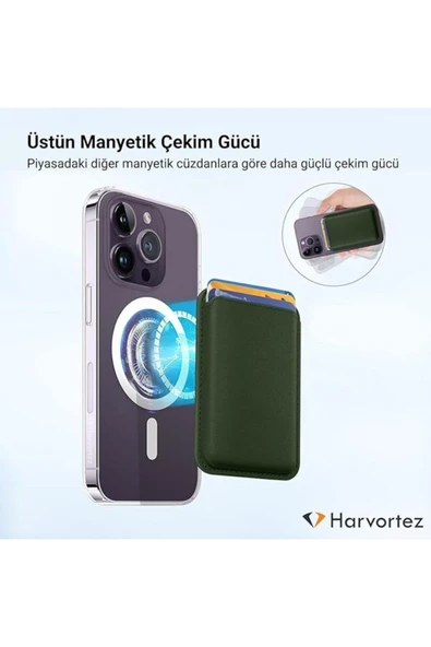 Manyetik Deri Cüzdan  iPhone 12/13/14/15  Serisi İle Uyumlu MagSafe Kartlık - 4