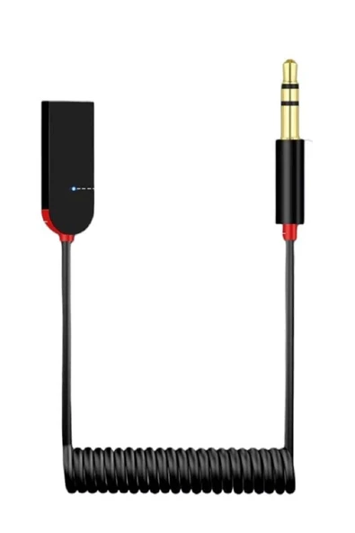 Bluetooth Wireless Bt5.1 Usb To 3,5mm Aux Araç Kiti Bluetooth Araç Sprial Kablolu Çevirici
