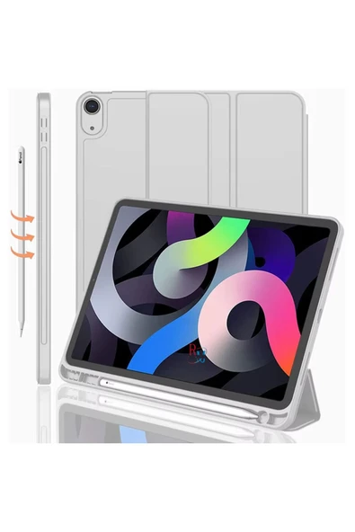 ıPad Air 5.Nesil10.9 inç İle Uyumlu Tablet Kılıfı Standlı Uyku Modlu Kalem Bölmeli Akıllı Kılıf