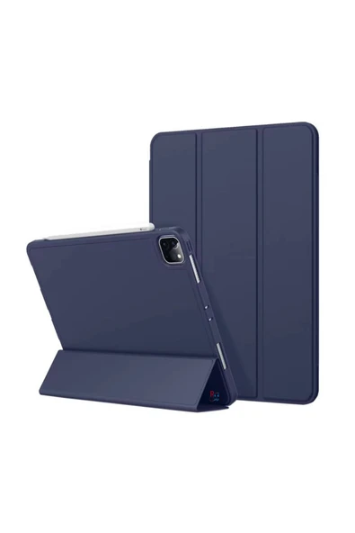 iPad Pro 12.9 İnç 3.4.5.6. Nesil İle Uyumlu Kılıf Standlı Uyku Modlu Kalem Bölmeli Akıllı Kılıf