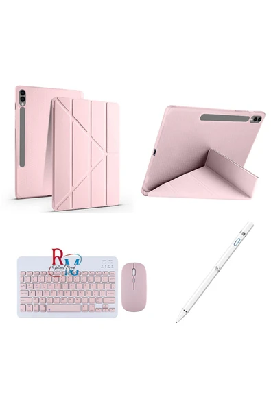 Samsung Galaxy Tab S9 Plus 12.4 inç Uyumlu Standlı Kılıf Dokunmatik Kalem ve Klavye Mouse 3 lü Set