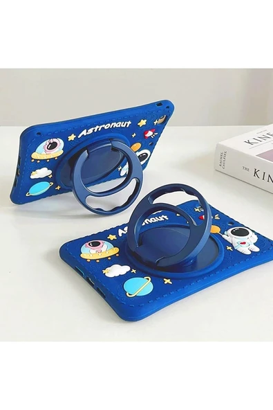 Samsung Galaxy Tab A9 8.7 inç Sm-X110 Uyumlu Standlı ve Boyun Askılı Astronot Figürlü Tablet Kılıfı - 2