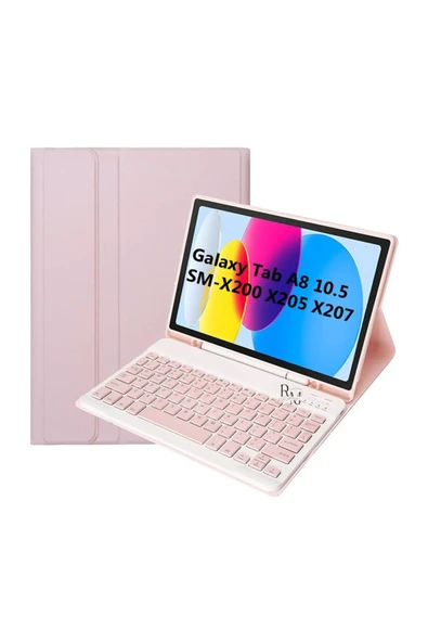 Samsung Galaxy TabA8 10.5 SmX200X205-X207 Uyumlu Bluetooth Özellikli Türkçe Q Klavyeli Tablet Kılıfı