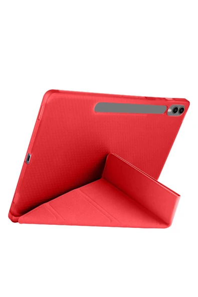 Samsung Galaxy Tab S9 FE+Plus 12,4 inç Uyumlu Standlı Kalem Bölmeli Silikon Kılıf Trifolding Case - 5