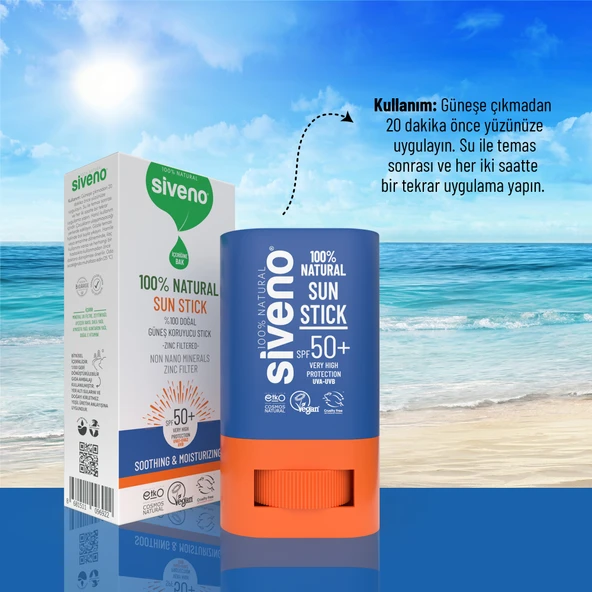 Siveno %100 Doğal Yüz Güneş Koruyucu Stick Renkli Mineral Filtre Nemlendirici UVA UVB SPF50+ 15 gr - 5
