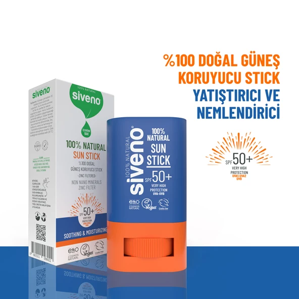 Siveno %100 Doğal Yüz Güneş Koruyucu Stick Renkli Mineral Filtre Nemlendirici UVA UVB SPF50+ 15 gr - 4