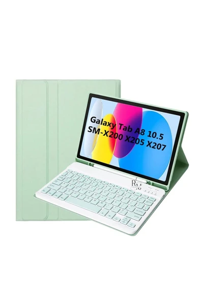 Samsung Galaxy TabA8 10.5 SmX200X205-X207 Uyumlu Bluetooth Özellikli Türkçe Q Klavyeli Tablet Kılıfı