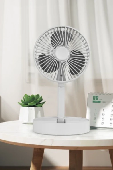 USB-C Şarjlı Katlanabilir Ayaklı Vantilatör 4 Kademe – 45-102 cm Ayarlı & Kablolu Telefon Şarj - 3