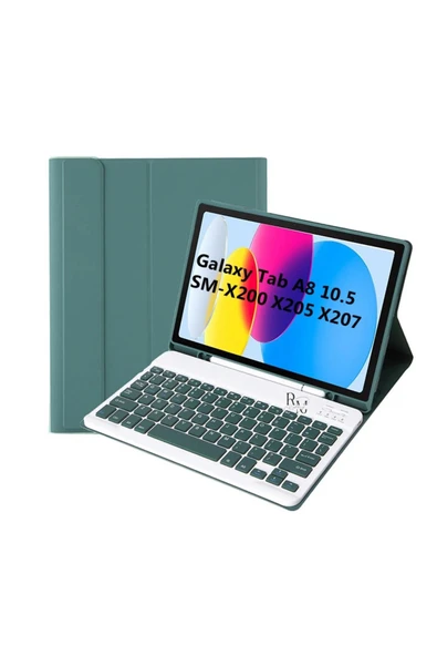 Samsung Galaxy TabA8 10.5 SmX200X205-X207 Uyumlu Bluetooth Özellikli Türkçe Q Klavyeli Tablet Kılıfı - 1