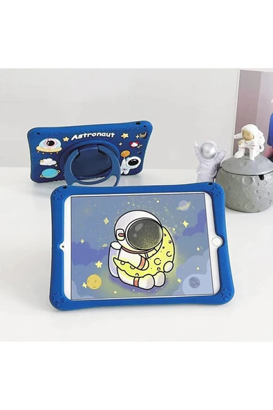 iPad Pro 11 3. Nesil Uyumlu Standlı ve Boyun Askılı Astronot Figürlü Çocuk Tablet Kılıfı - 2