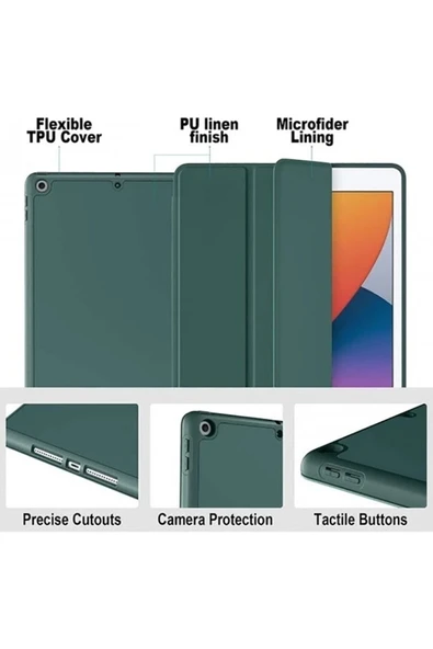 Ipad 10.2 9./8./7.nesil Uyumlu Kalem Bölmeli Uyku Modlu Tablet Kılıfı - 2