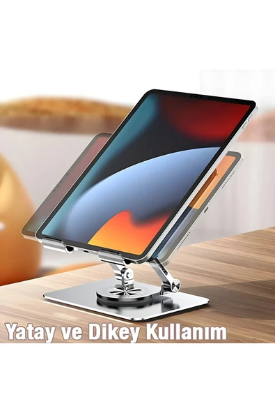 360 Derece Dönebilen Ayarlanabilir Katlanabilir Metal  Tablet Telefon Yükseltici Stand - 6