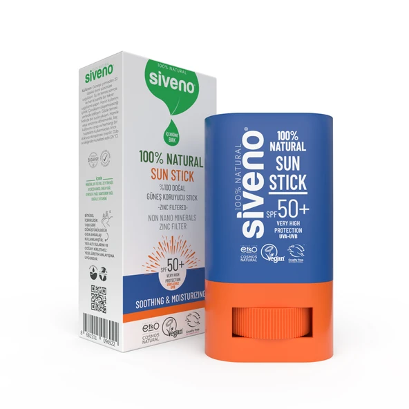Siveno %100 Doğal Yüz Güneş Koruyucu Stick Renkli Mineral Filtre Nemlendirici UVA UVB SPF50+ 15 gr - 7