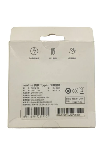 AXYA Realme Uyumlu Hızlı Şarj ve Data Kablosu Type C 3a Qc 3.0 Rmw2189 - 4
