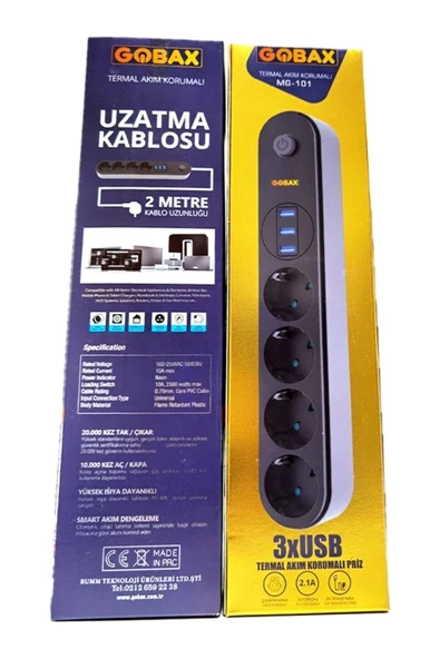 AXYA Termal Akım Korumalı Gb-103 Uzatma Kablosu Mg-101 10a-2500w - 3