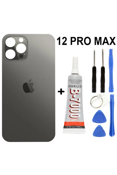 AXYA İphone 12 Pro Max Arka Batarya Pil Kapağı +Yapıştırıcı +Tamir Set Siyah ürün görseli