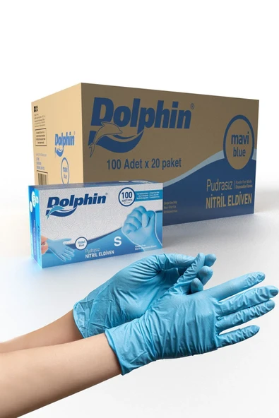 Nitril Mavi Eldiven Cerrahi Eldiven Muayene Eldiveni - 100'lü Paket S Beden - 4